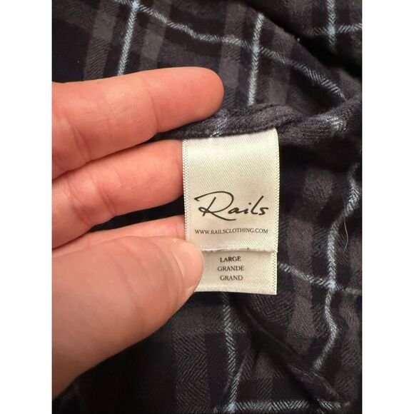 Rails Hunter Grey Midnight Sky Plaid Flannel Long Sleeve Button Up Shirt Large - Picture 5 of 6